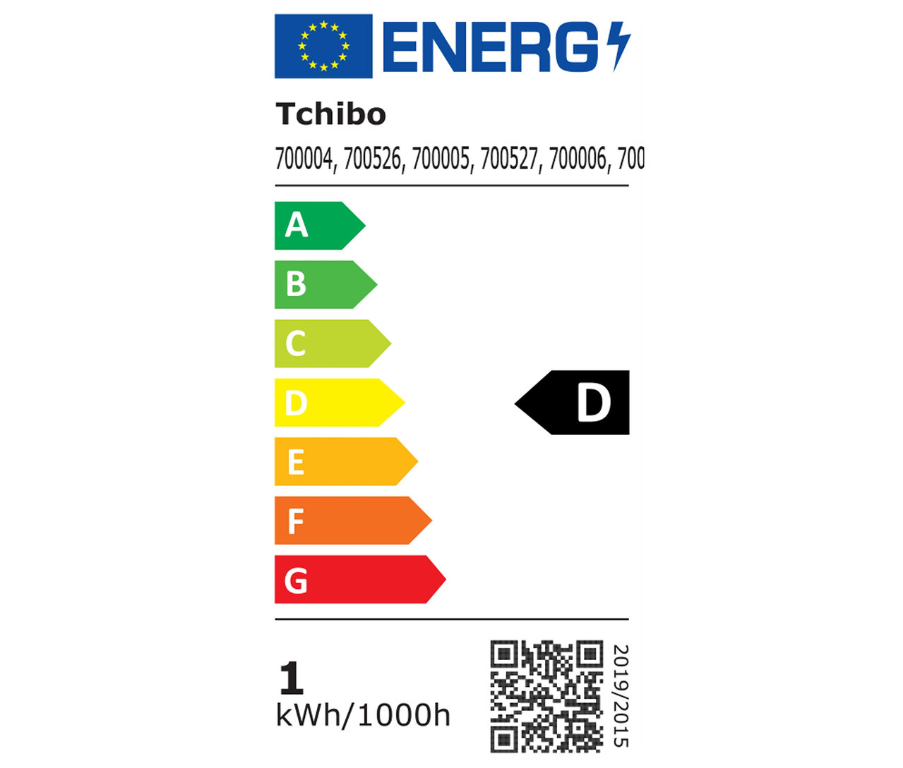 Energielabel mit der Energieeffizienzklasse D.