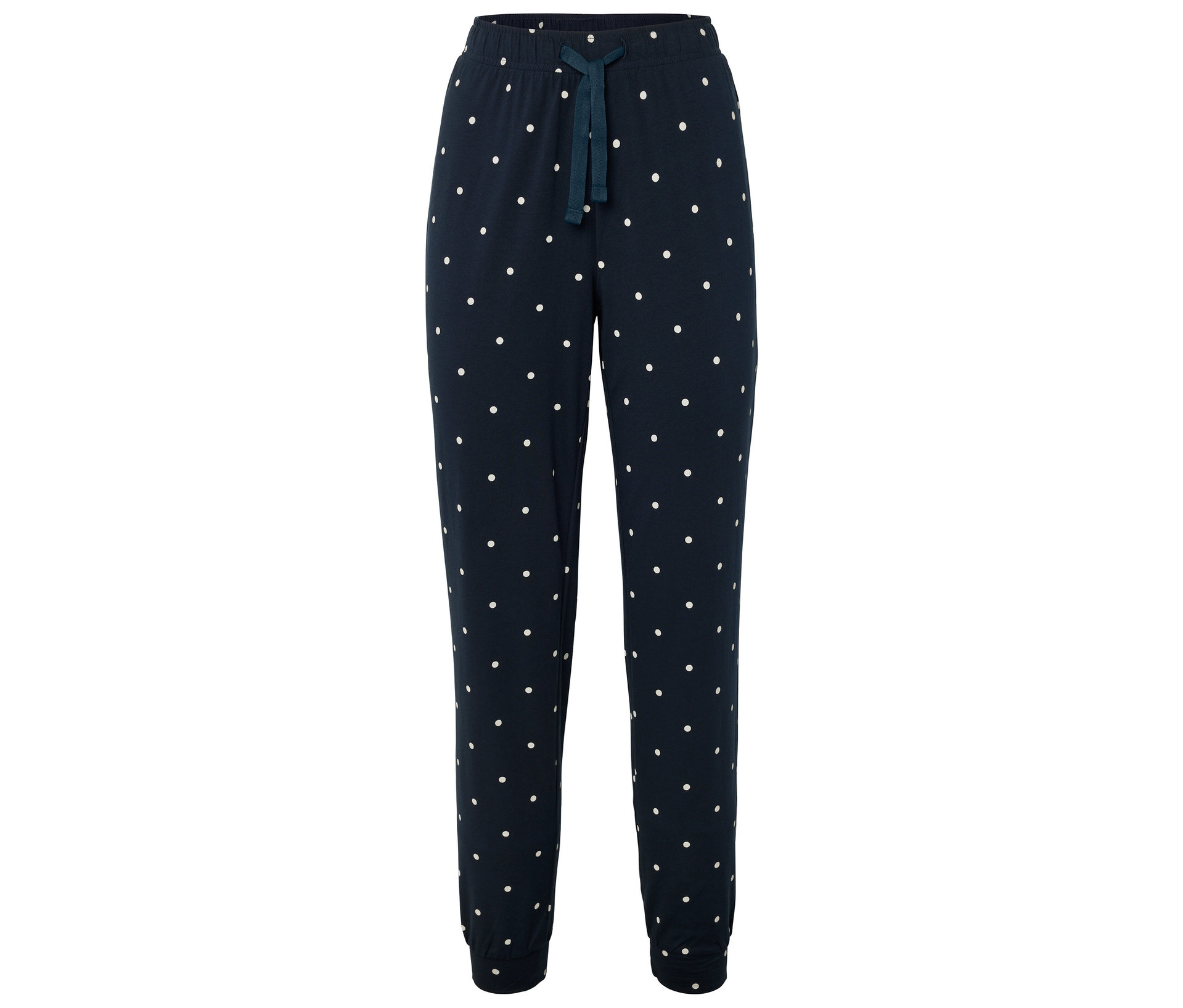 Pyjamahose - Damen - Gr. L - weiß/gepunktet - weiß