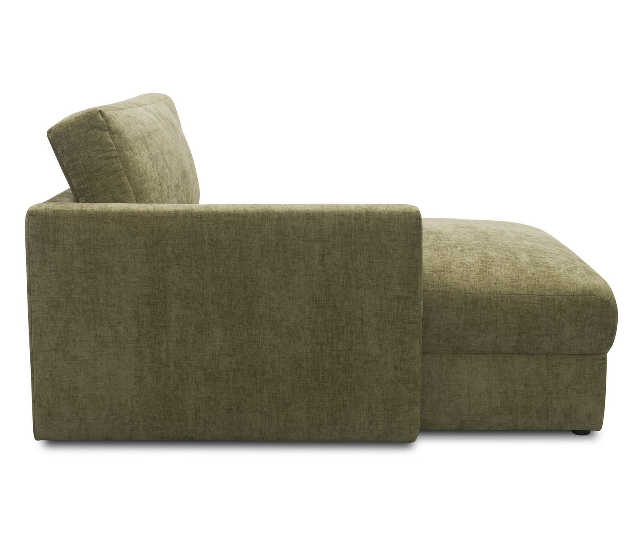 Olivfarbener DOMO Longchair, linksbündig.