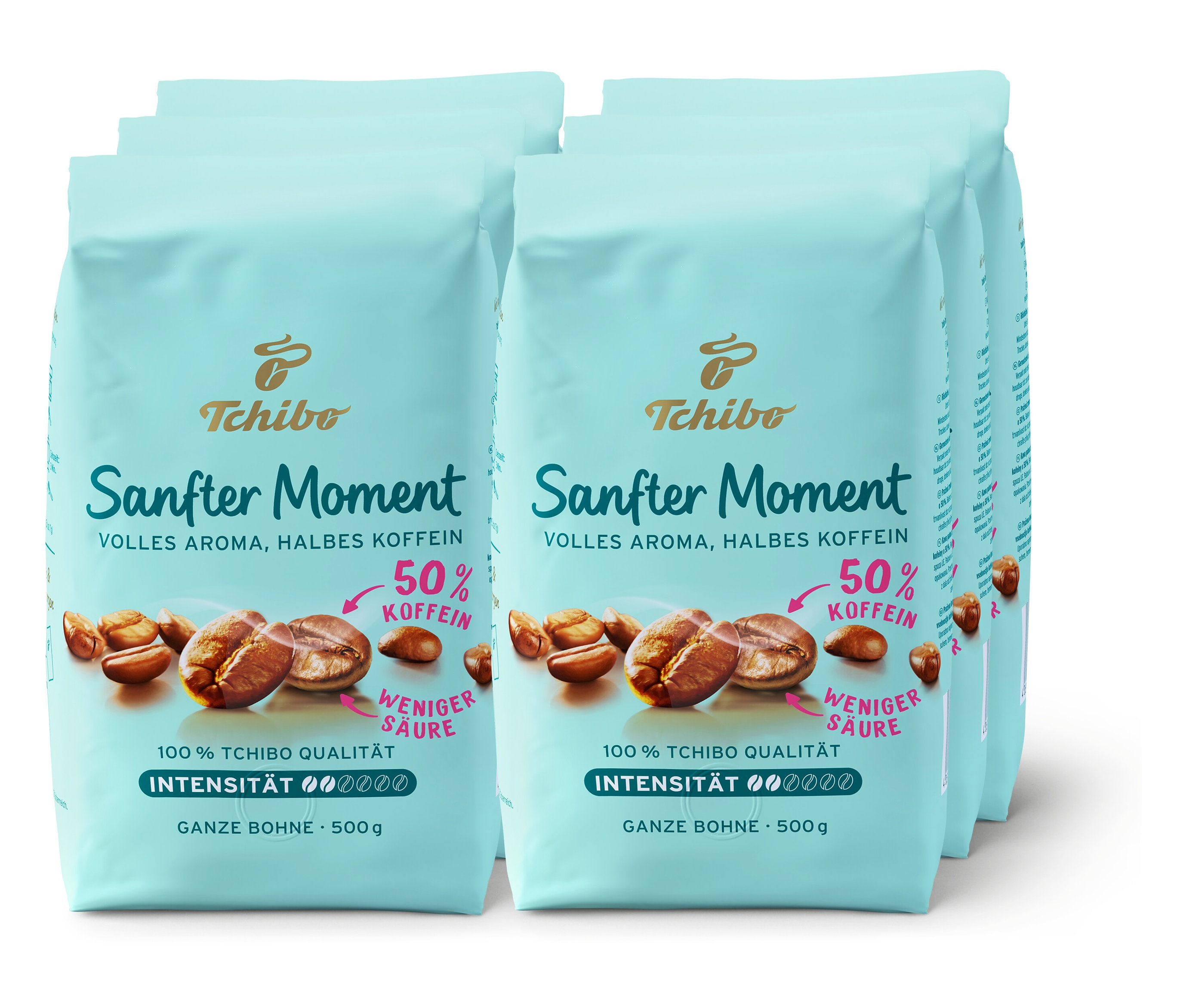 Tchibo - Sanfter Moment - 6 x 500 g Ganze Bohne - Intensität: 2/6
