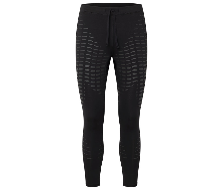 Schwarze Leggings mit geometrischem Muster.