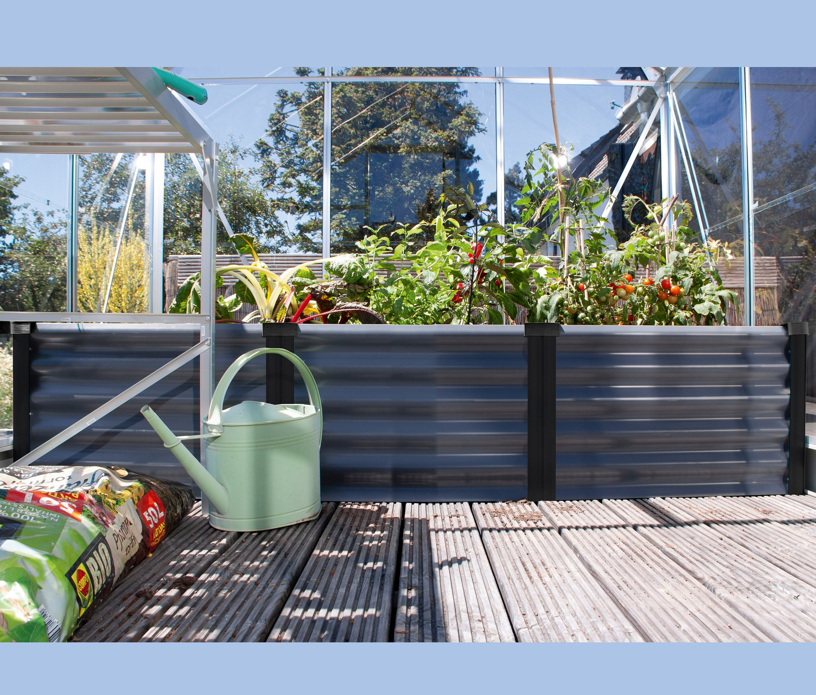 Thumbnail - Vitavia Hochbeet 401 mit erhöhter Arbeitsfäche - 65x185x40cm - schwarz - Aluminium