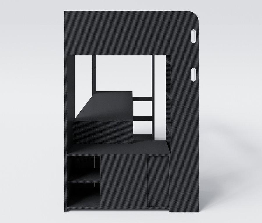 Schwarzes roba Minecraft Gaming-Bett mit Schreibtisch.