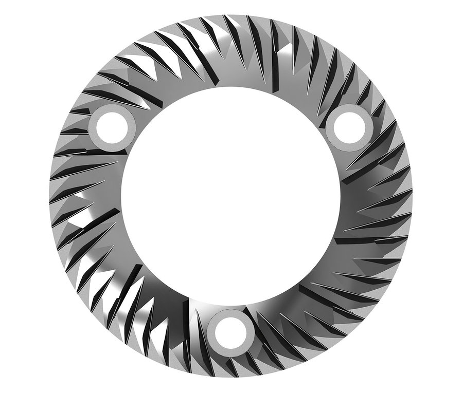 Silberne Kaffeemühle Scheibe mit drei Löchern