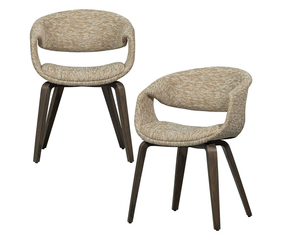 Zwei sandfarbene WOOOD Esszimmerstühle »Yossi« mit Holzfuß im 2er-Set.