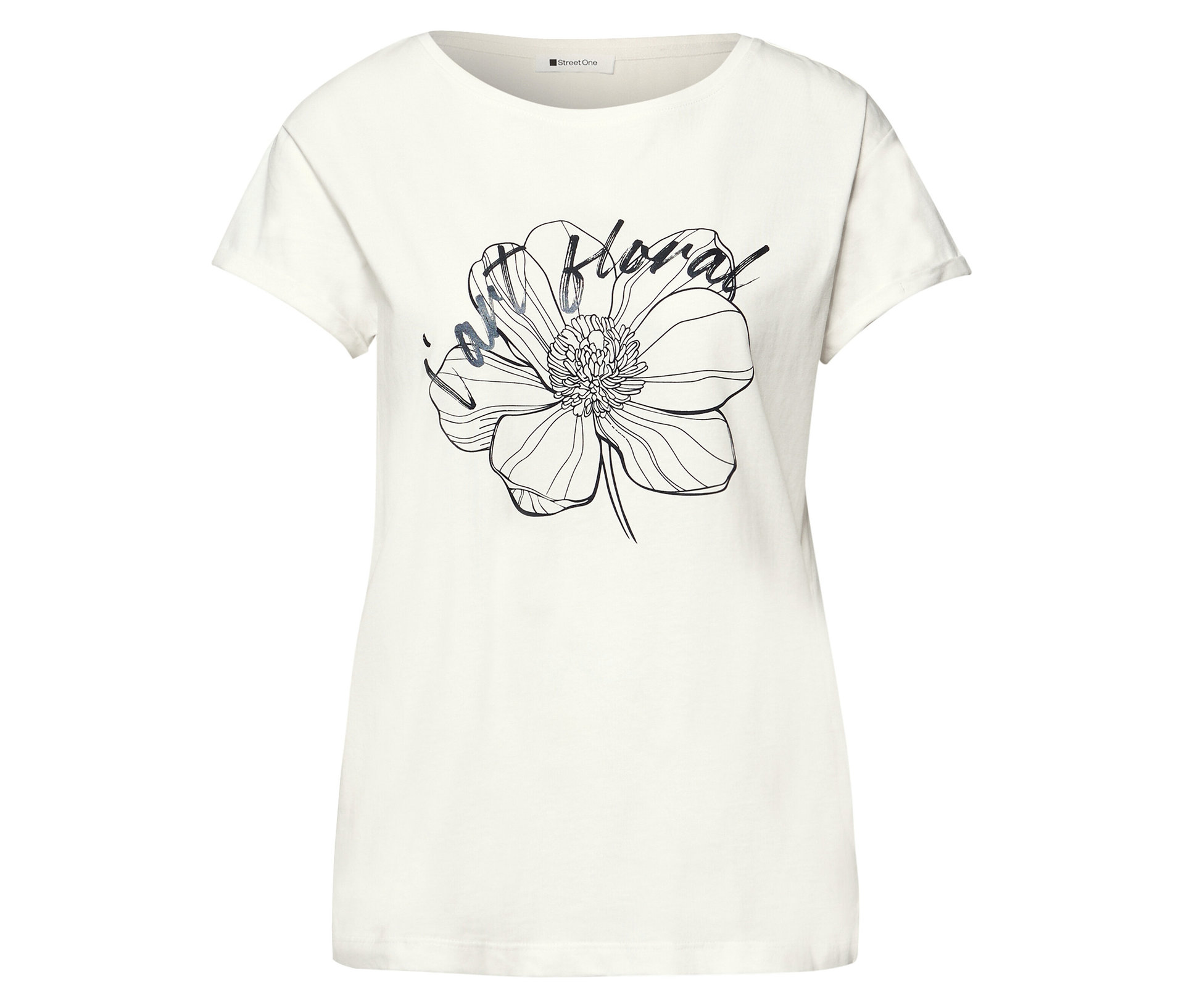 T-Shirt - Damen - Gr. 38 - weiß/print - weiß