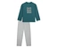 SCHIESSER Kinder-Pyjama »Skate«: Ein teal-farbenes Langarmshirt mit „SKATE BOARDING“-Aufdruck und eine graue Hose.