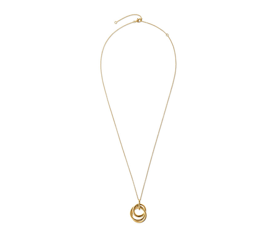 Goldene Kette Loops mit einer Kette und drei ineinandergreifenden Ringen.