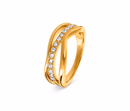 Goldener Ring mit Steinchen.