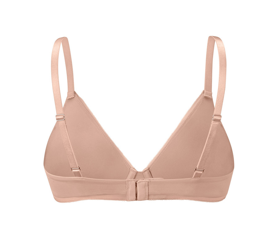 Rückansicht eines beigen Bügel-BHs mit verstellbaren Trägern.
