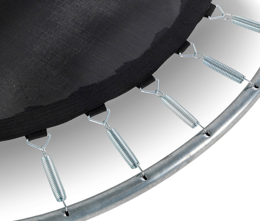 Detailaufnahme vom Rahmen und den Federn des EXIT Trampolin »Silhouette 305«.