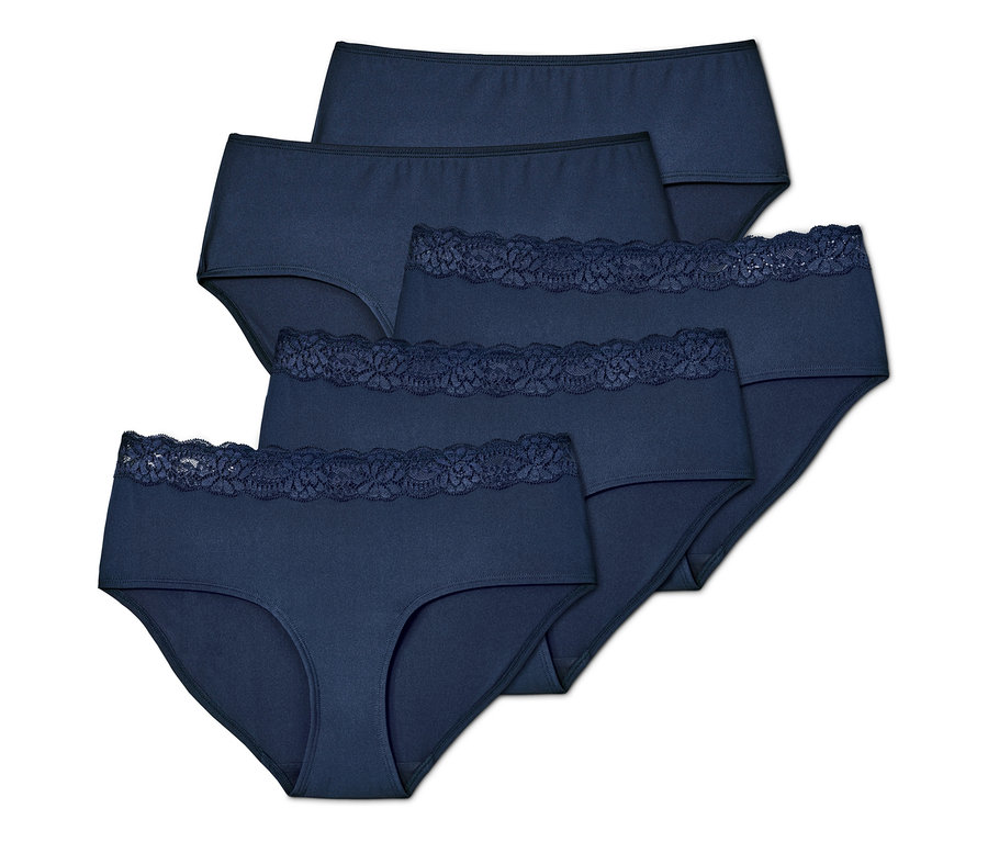 Fünf Pantys liegen übereinander.