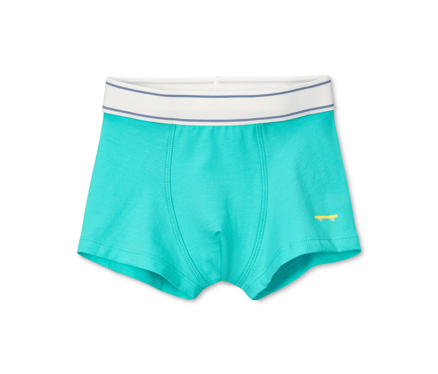 Türkisblaue Jungen-Slipboxer aus Bio-Baumwolle.