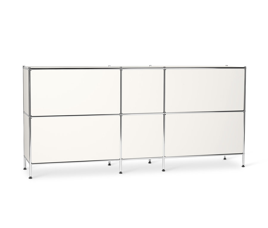 Weißes Sideboard Metall »CN3« groß mit 6 Klappenfächern.
