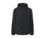 Schwarze Windprotection-Jacke mit Kapuze.