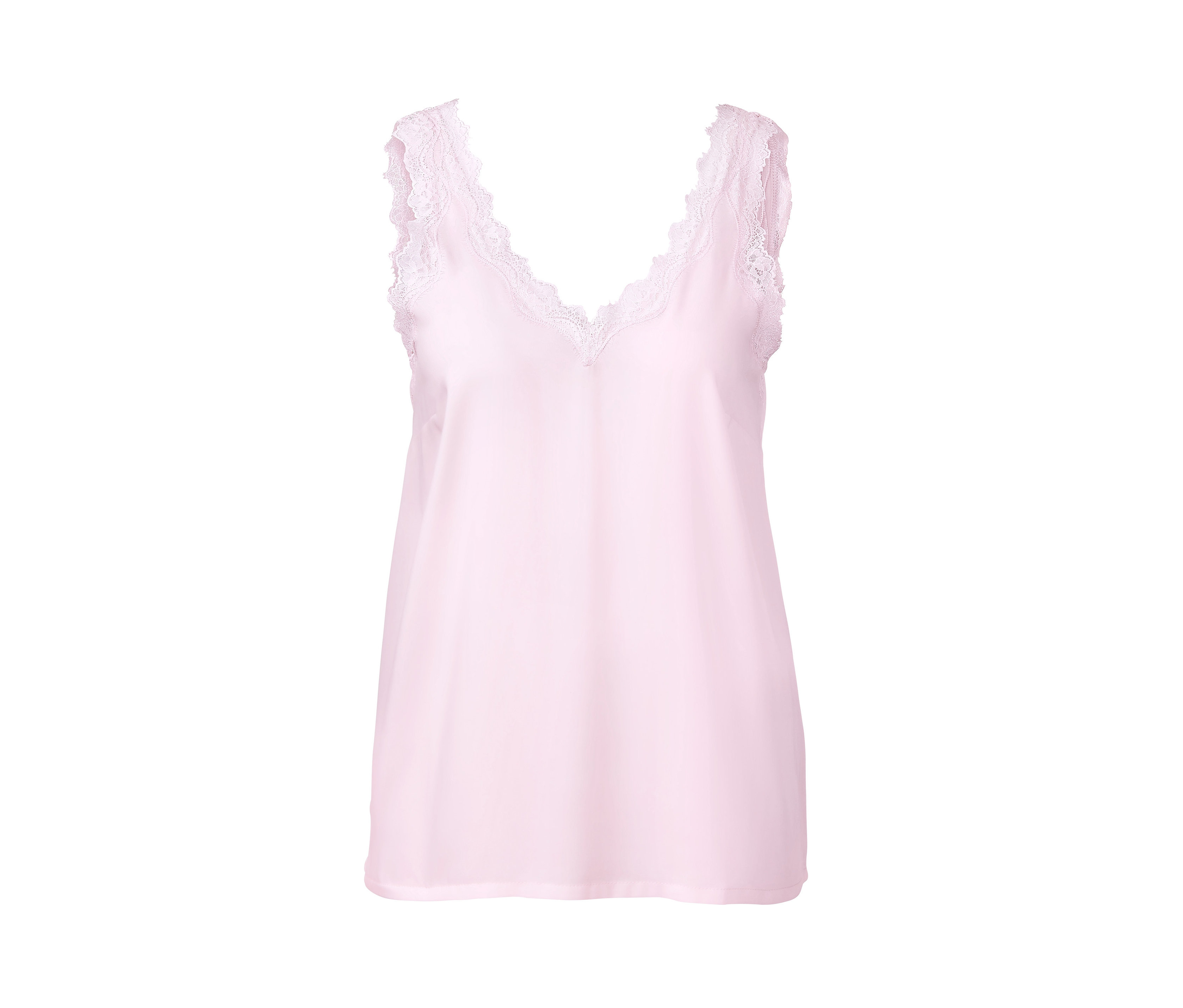 Satintop mit Spitze.