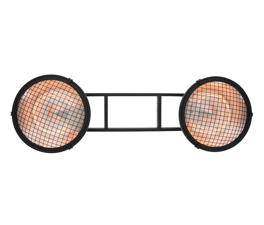 Schwarzer Sunred-Deckenheizstrahler »Indus II Hanging 3000« mit zwei Heizelementen mit Schutzgitter.