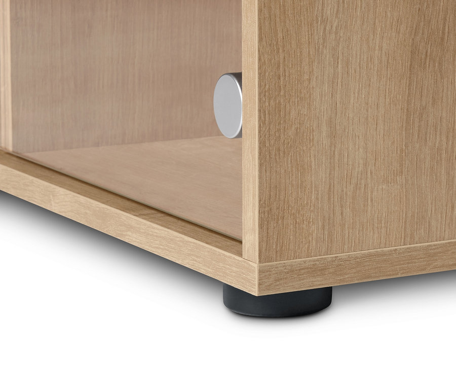 Detailansicht des Regalmoduls »Flemming«, ca. 75 x 75 cm, mit Glastüren, Eichendekor.