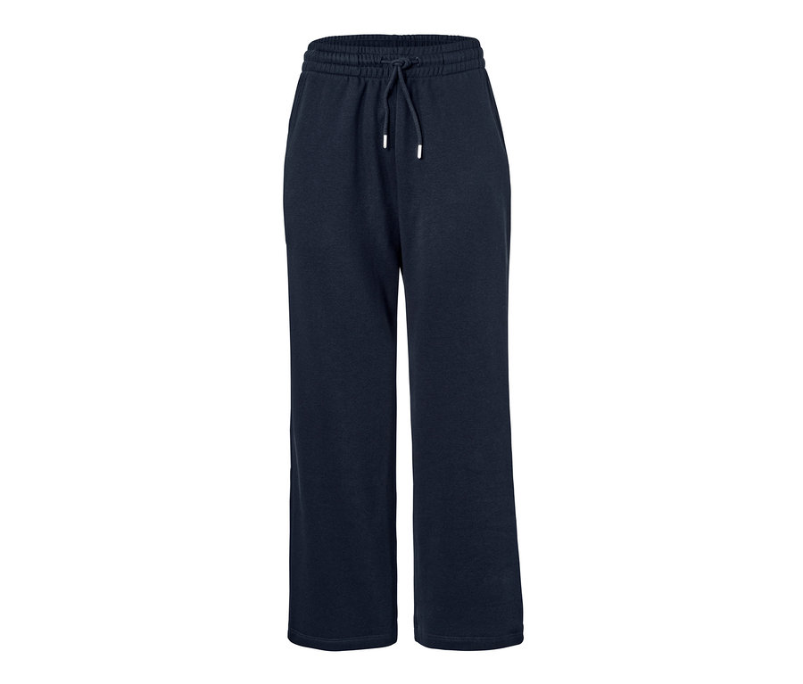 Blaue Sweat-Culotte mit Kordelzug in der Taille.