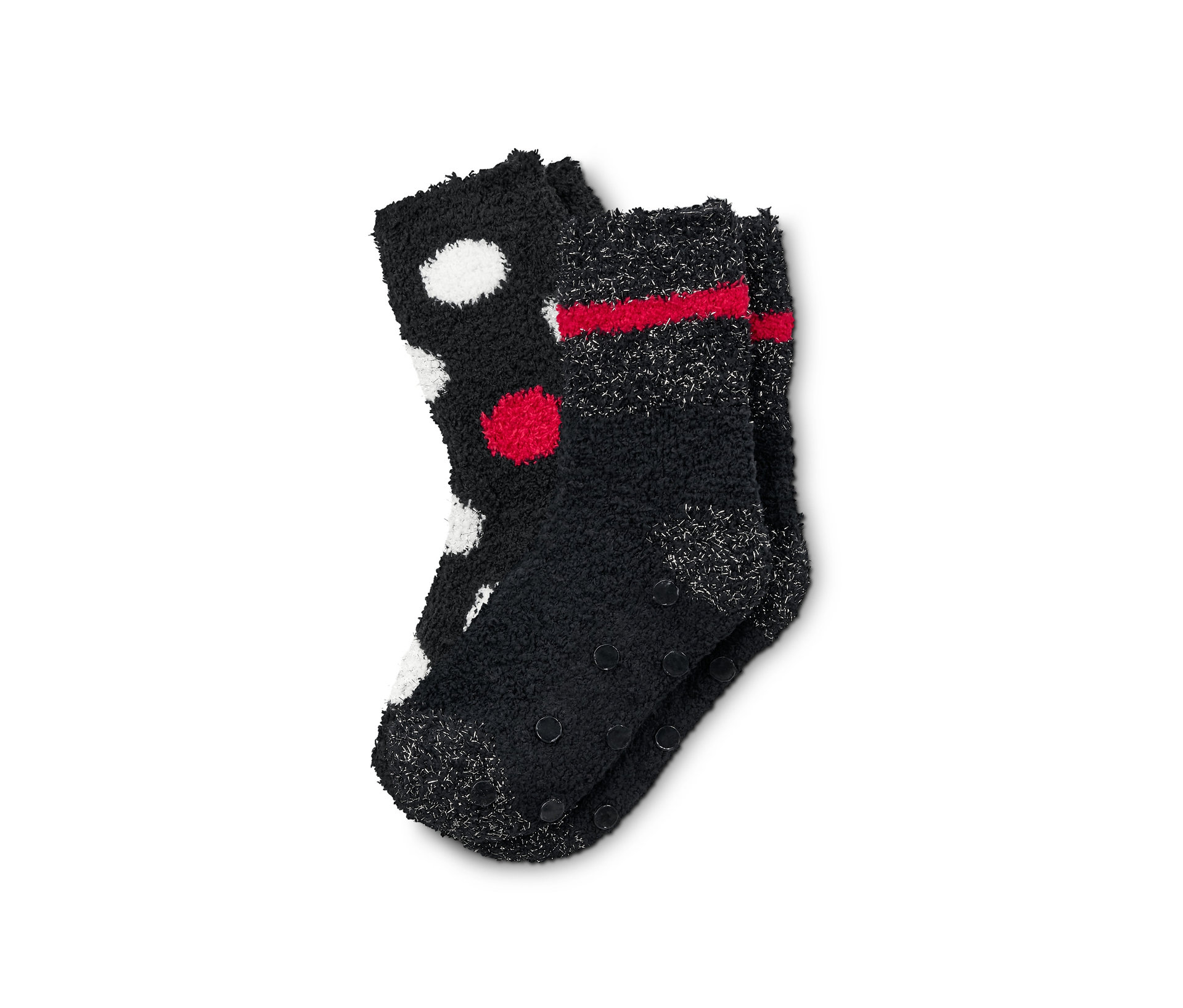 Tchibo - 2 Paar Kuschelsocken - Gr. 31-34 - silber/gepunktet