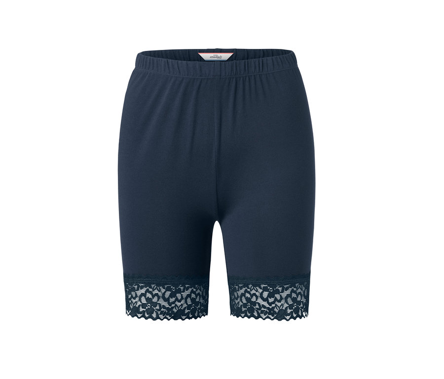 Dunkelblaue Radlershorts mit Spitzenborte.