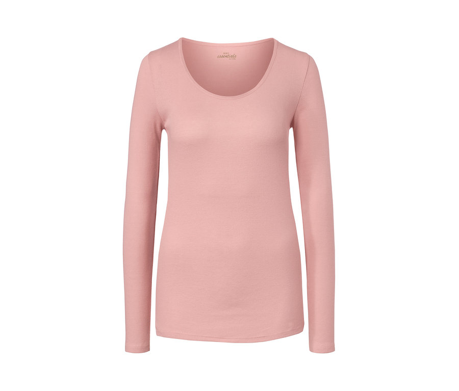 Rosa Langarmshirt aus Wolle-Seiden-Mix.
