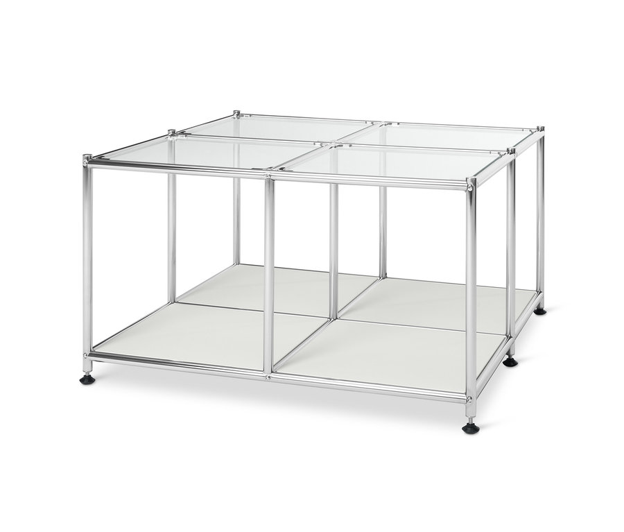 Weißer Couchtisch Metall »CN3« mit 4 Glasplatten.