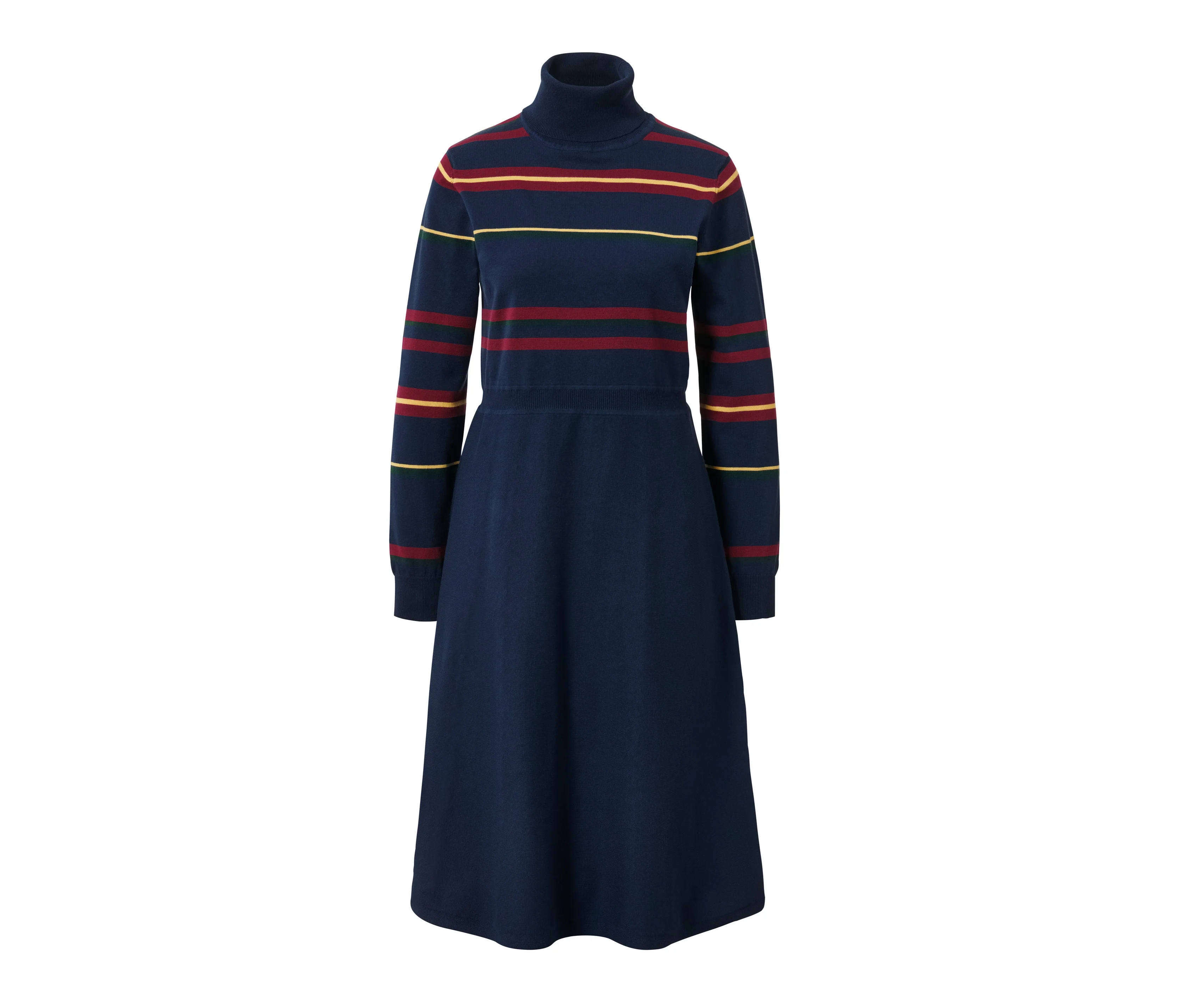 Baumwolle Damen günstig Kaufen-Tchibo - Strickkleid - Damen - Gr. 38 - dunkelblau/gestreift. Tchibo - Strickkleid - Damen - Gr. 38 - dunkelblau/gestreift <![CDATA[Strickkleid Farbe: Dunkelblau mit mehrfarbigen Streifen Material: 70% Baumwolle (aus ökologischem Anbau), 30% Polyamid (rec