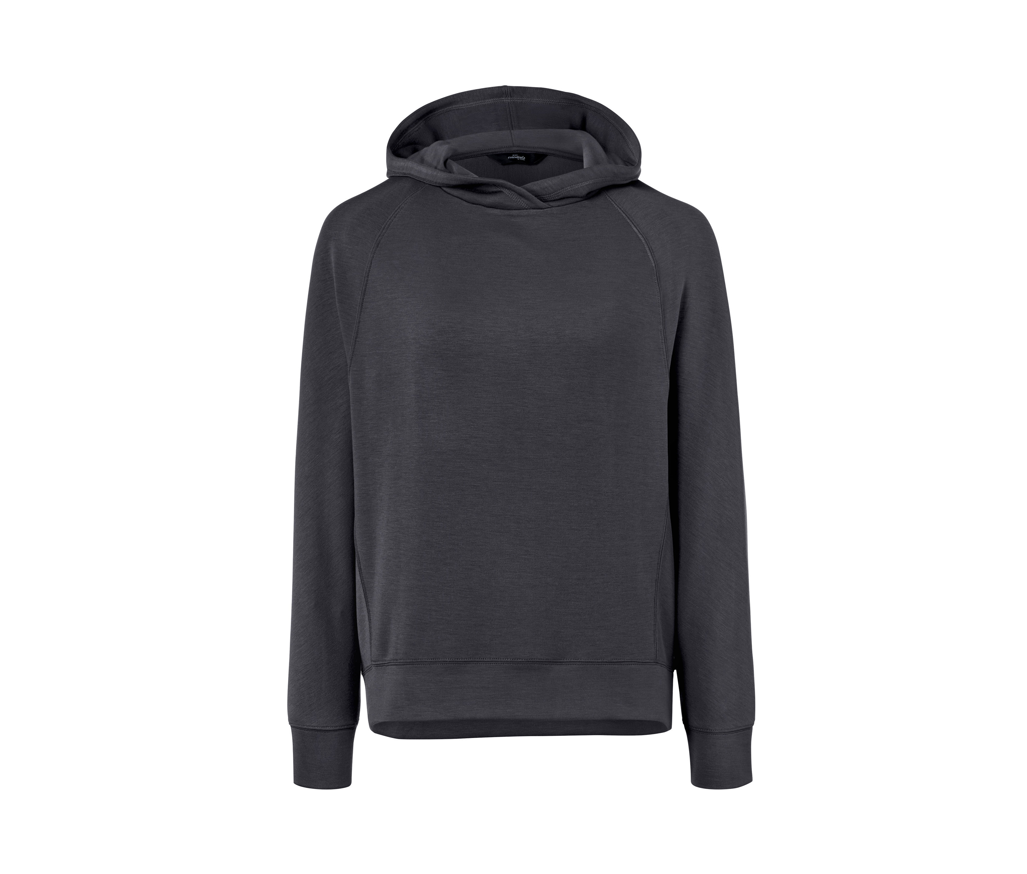 Ein graues Lounge-Sweatshirt mit Kapuze.