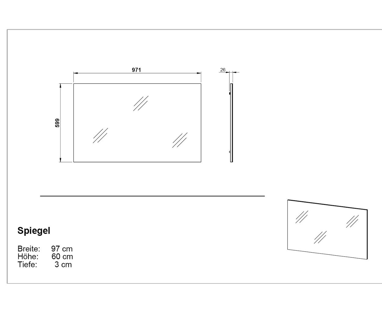 Thumbnail - Tchibo - Universalspiegel - 110x71,5x6,5cm - schwarz - Holz / Glas