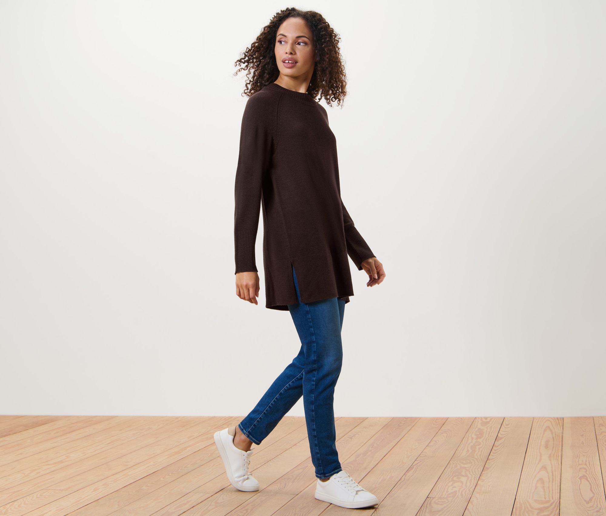 Thumbnail - Tchibo - Langer Strickpullover - Damen - Gr. S - dunkelbraun