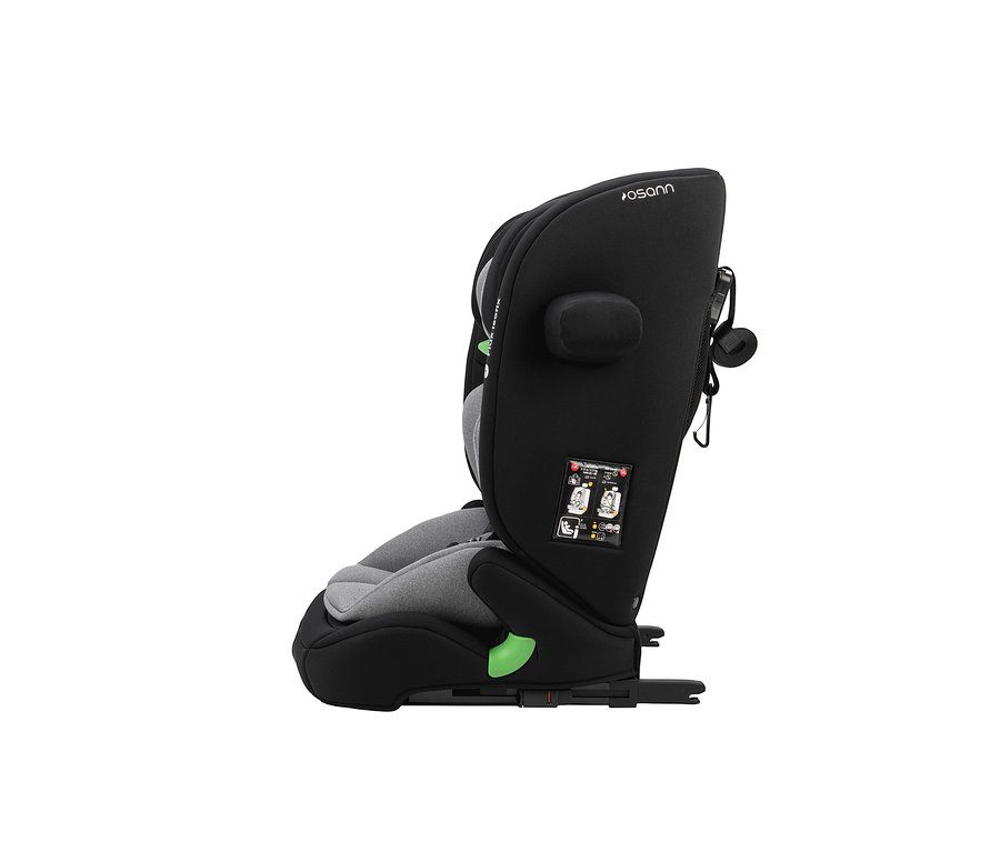 Seitenansicht des Osann Kindersitzes »Flux Isofix i-Size«, scharz-grau.