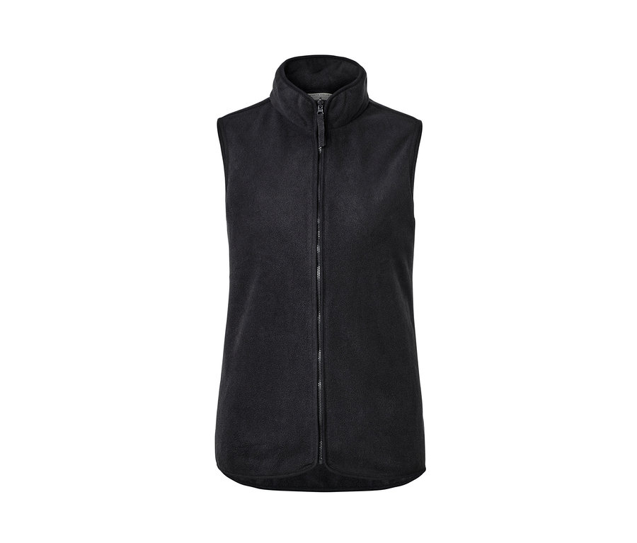 Schwarze Fleeceweste mit Reißverschluss.
