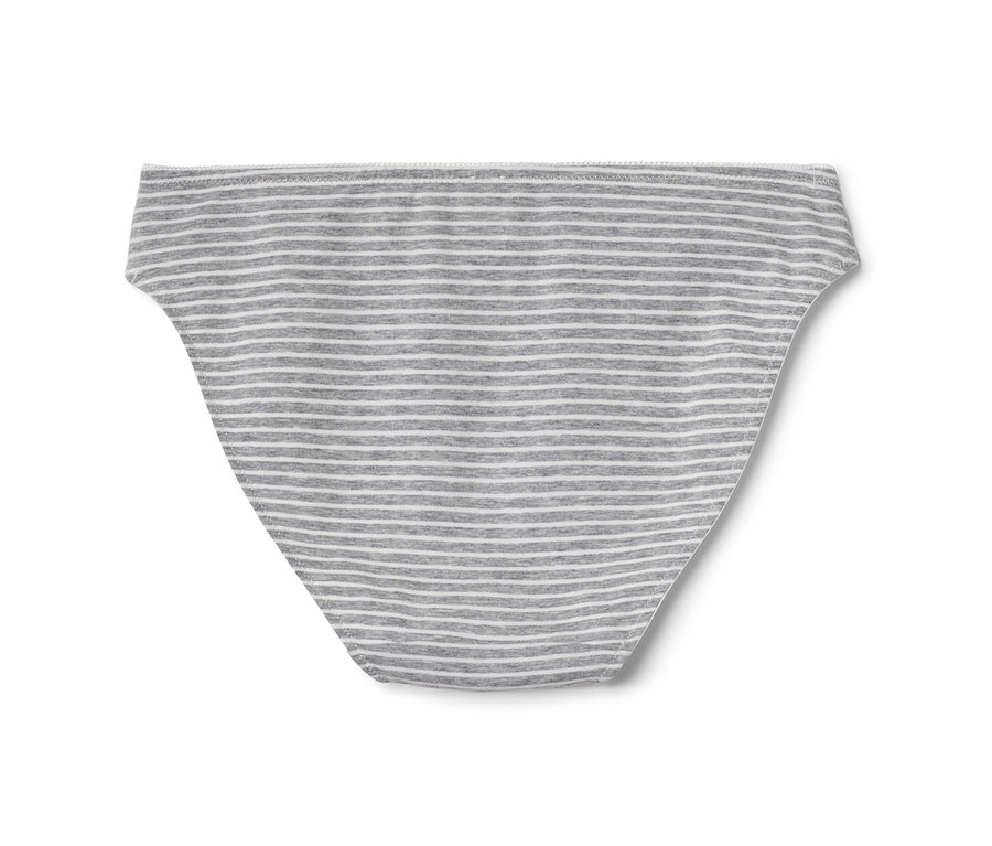 Ein grauer Slip mit horizontalen Streifen.