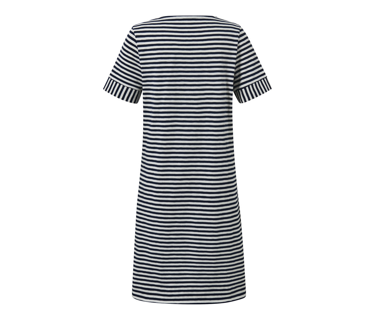 Gestreiftes Jerseykleid von hinten.
