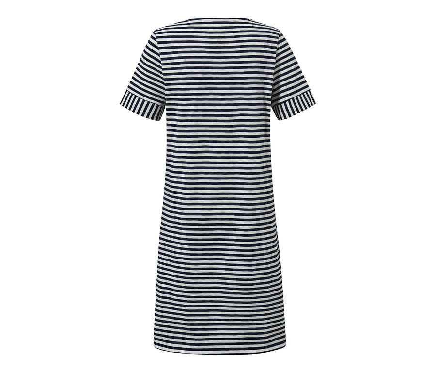 Gestreiftes Jerseykleid von hinten.