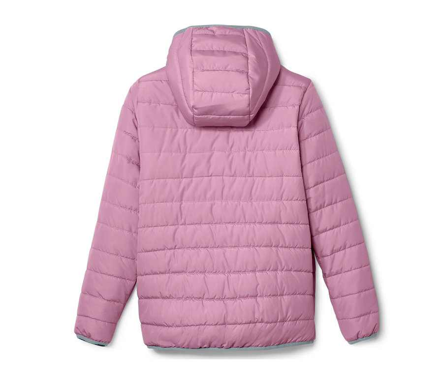 Detailansicht der violetten Kinder-Steppjacke.