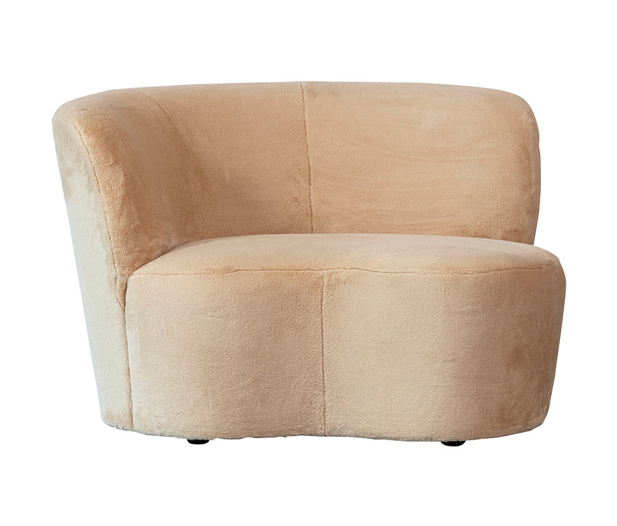 Beiges Woood Sofa, »Stone«, links.