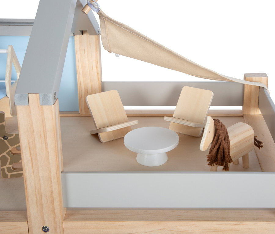 small foot Puppenhaus Natur mit Möbeln.