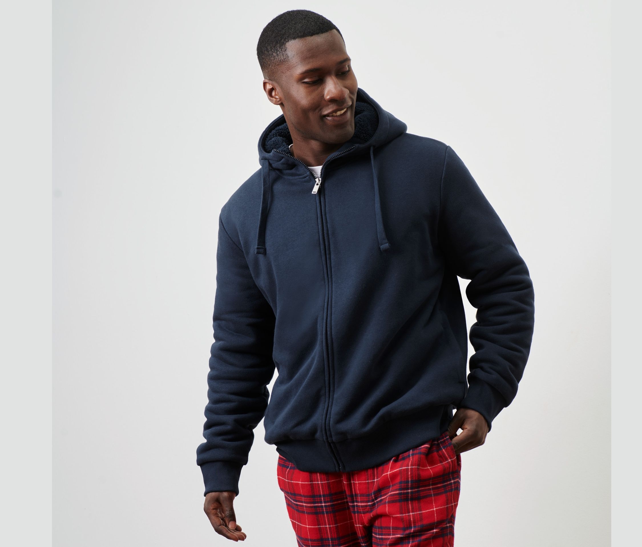 Thumbnail - Tchibo - Kapuzen-Sweatjacke mit Teddyplüsch-Futter - Herren - Gr. L - dunkelblau