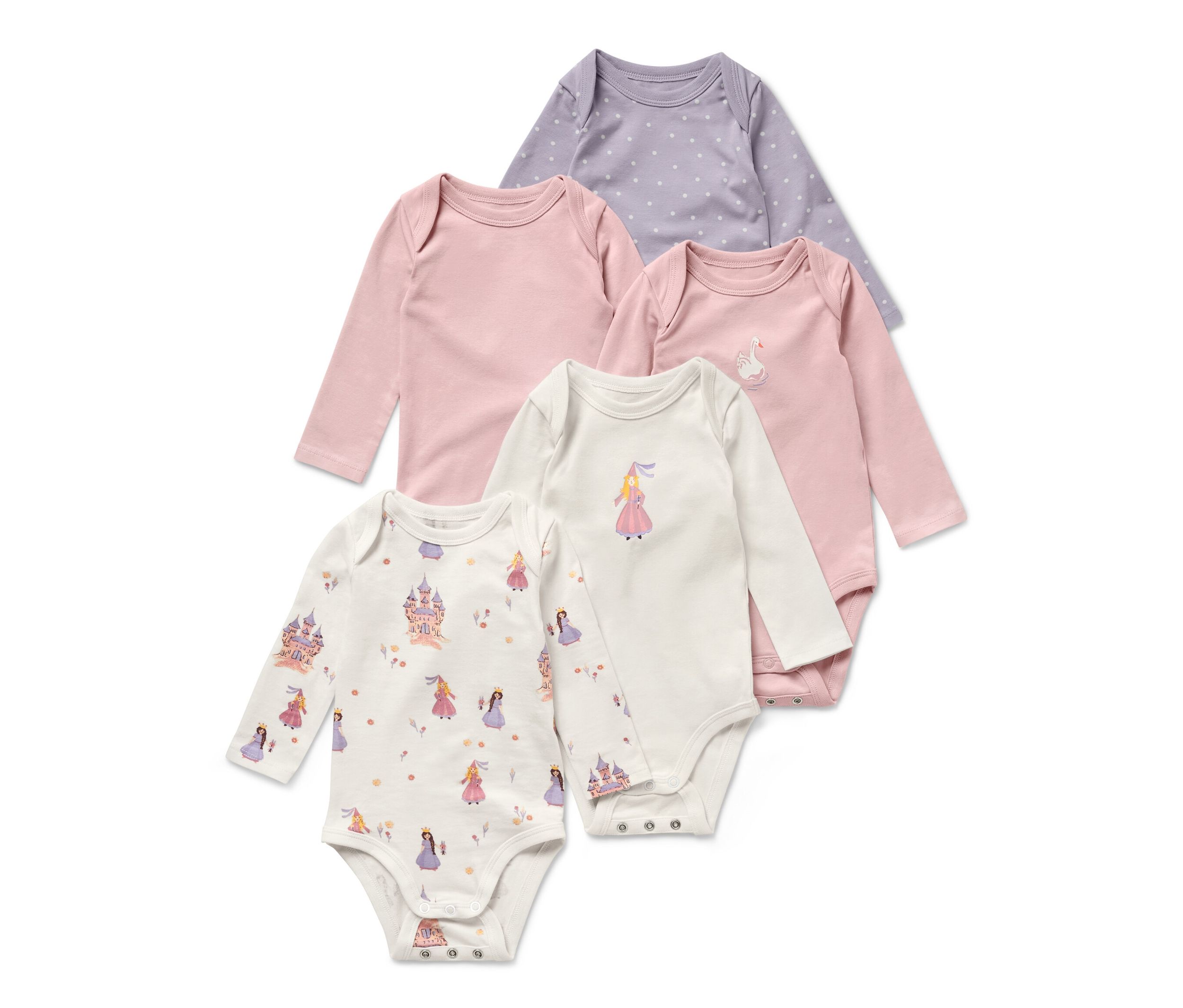 Tchibo - 5 Baby-Bodys mit Mitwachsfunktion - Baby - Gr. 74/80 - creme/print