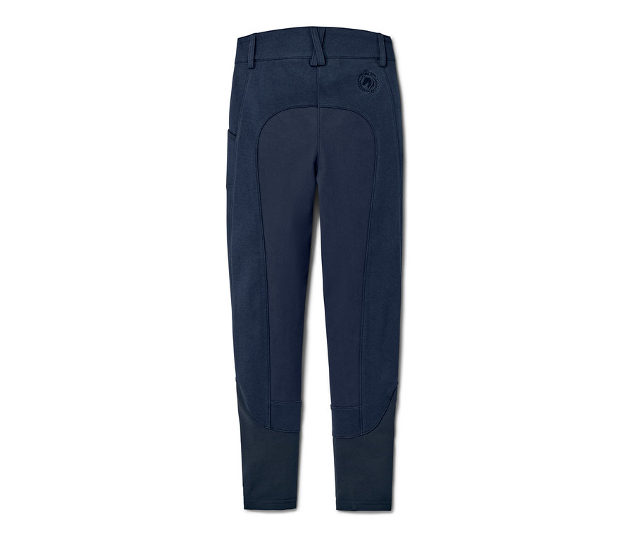 Dunkelblaue Kinder-Vollbesatz-Reithose.