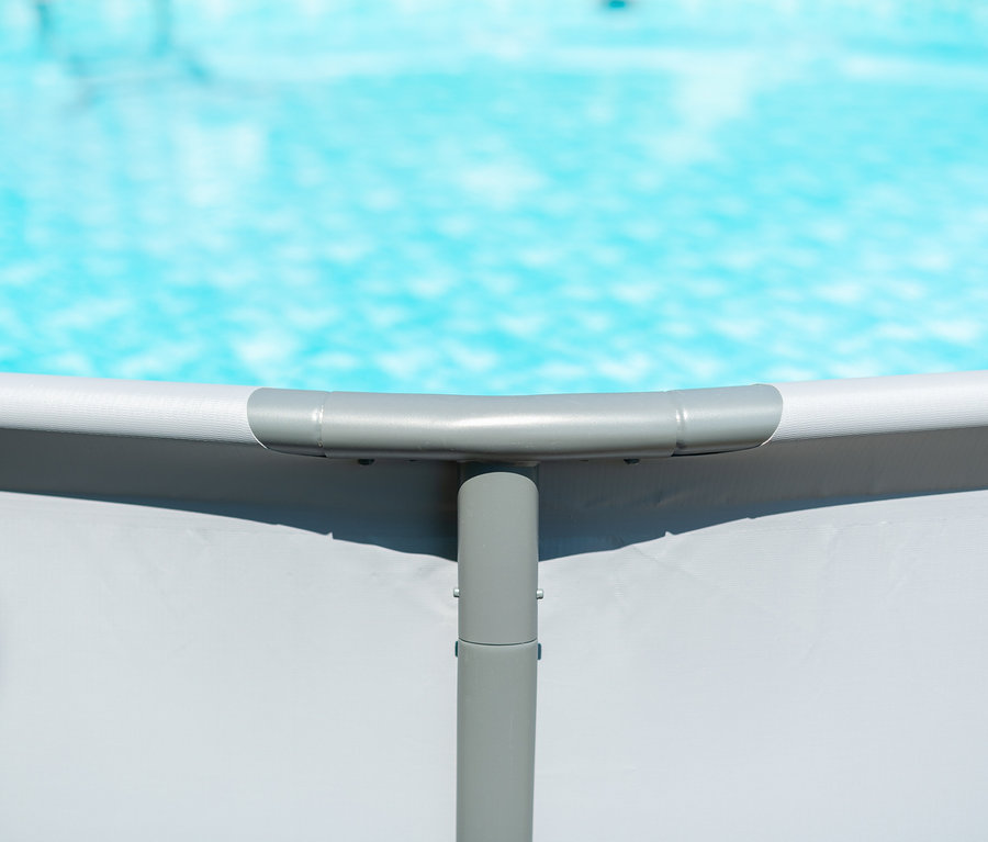 Detailaufnahme des Rahmens vom Summer Waves Elite-Frame-Pool, Ø ca. 488 cm.