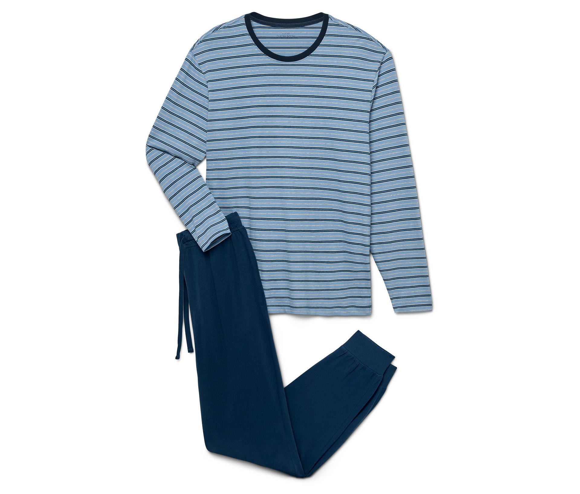 Pyjama mit Bündchen - Herren - Gr. XL - dunkelblau - dunkelblau