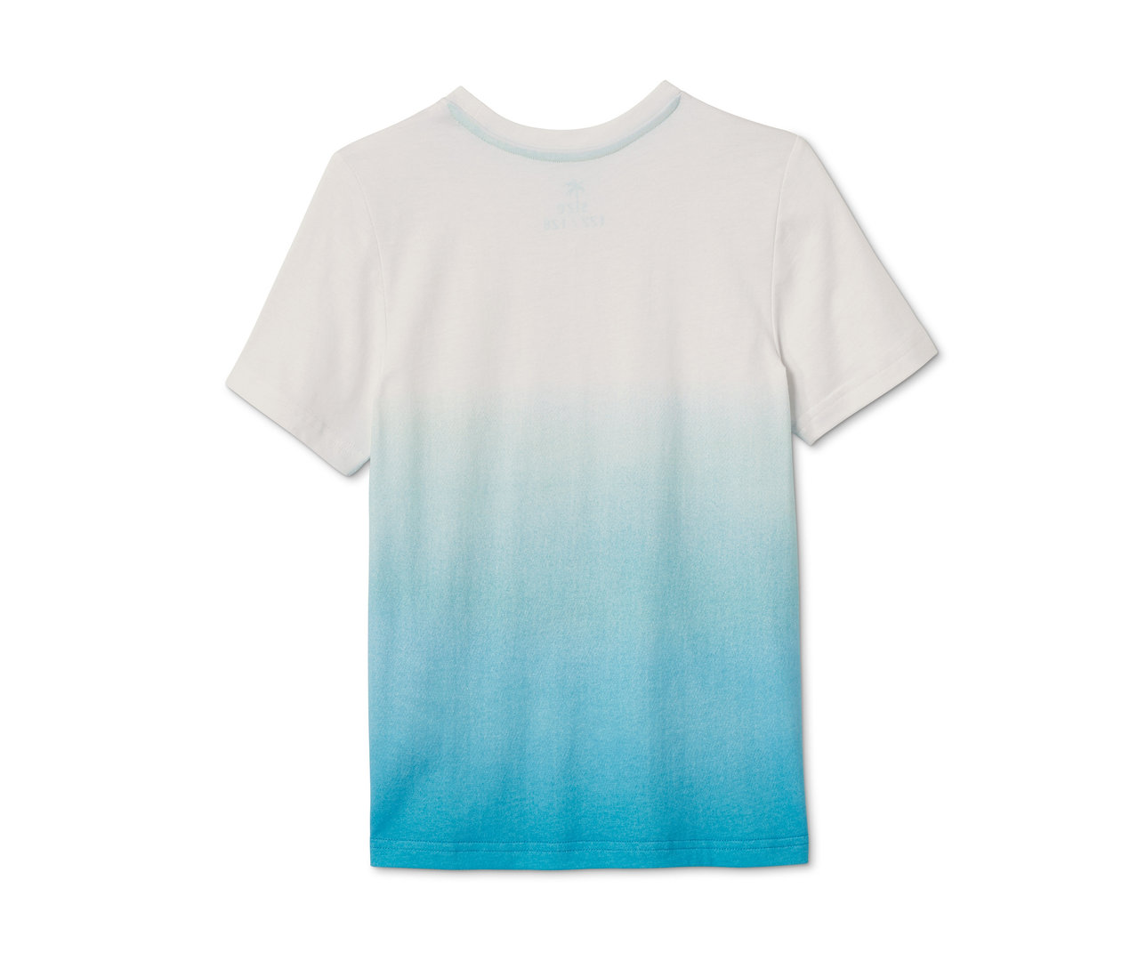 Weißes T-Shirt mit Farbverlauf zu Blau. 2 T-Shirts.