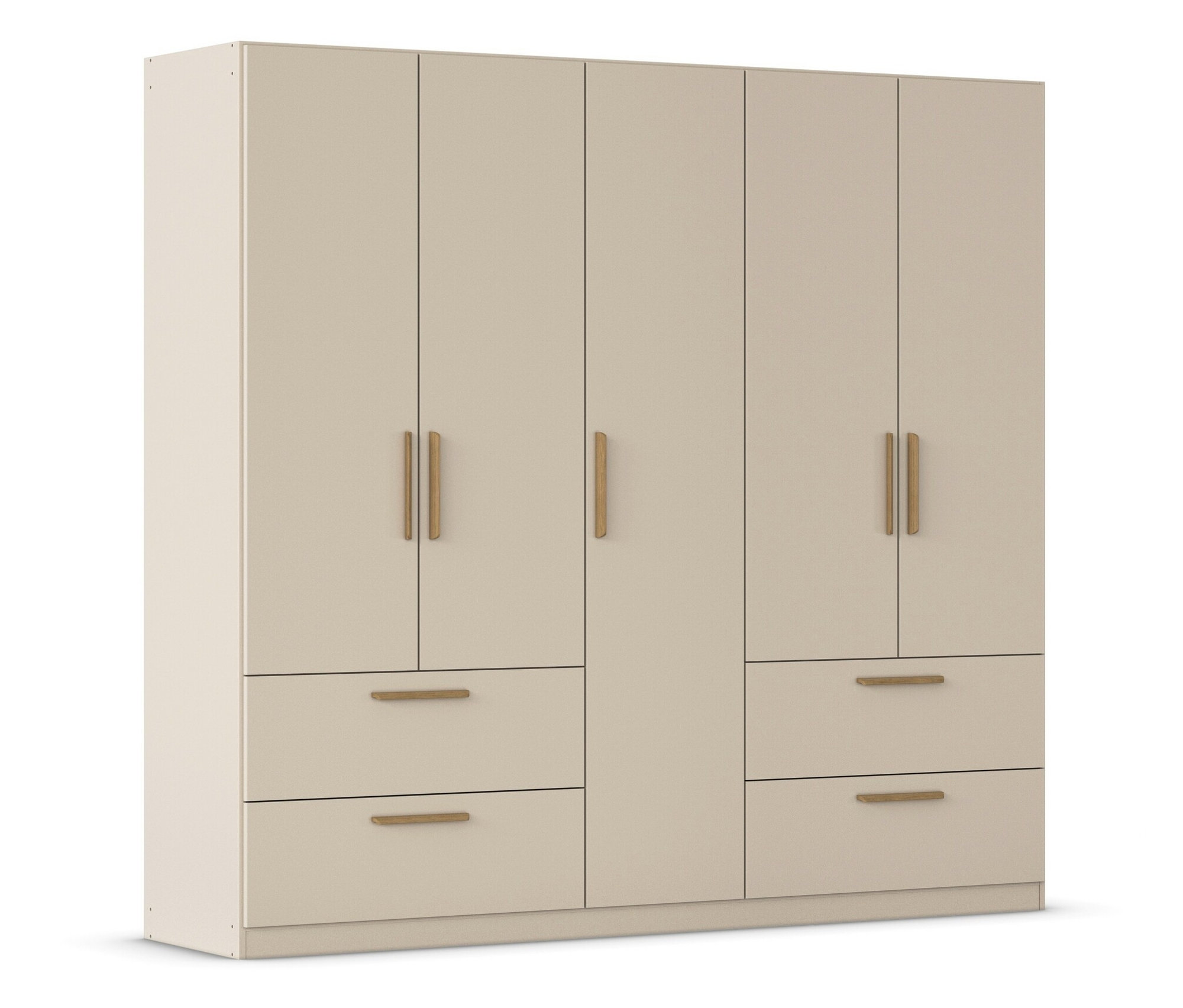 Rauch Drehtürenschrank "Skandi" 5-türig mit vier Schubladen - 226x54x210cm - beige -