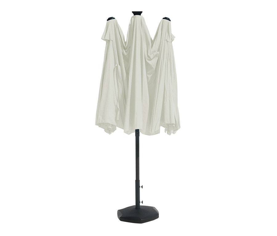 LECO Doppel-Sonnenschirm mit LED-Beleuchtung, oval, ca. 270 x 460 cm, beige.