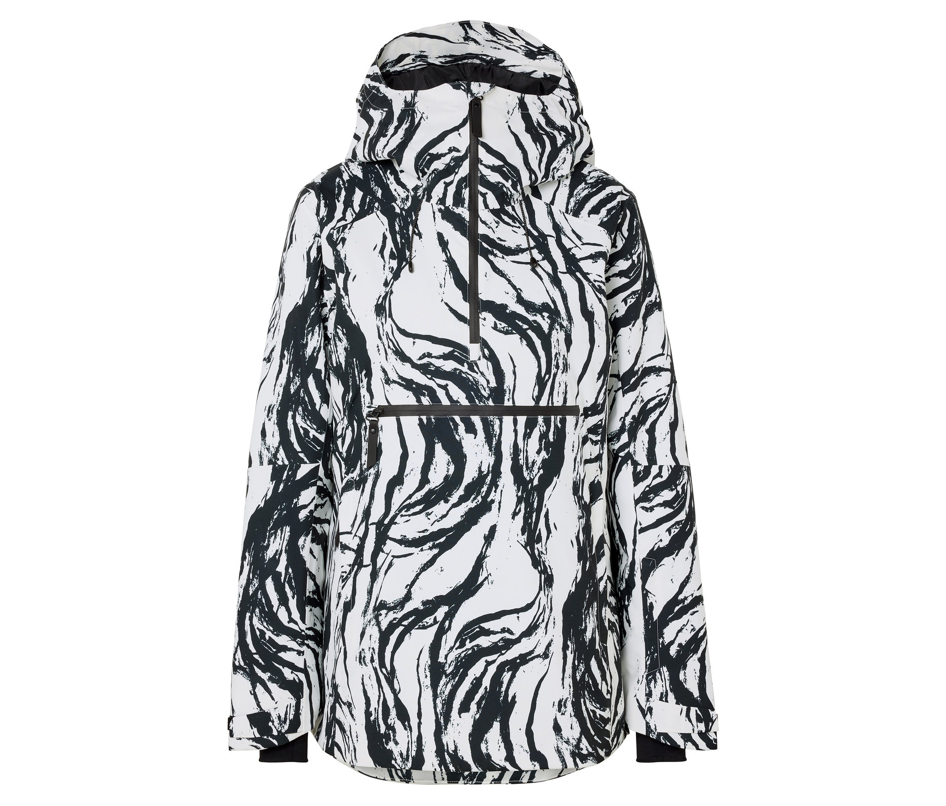 Halfzip-Skijacke - Damen - Gr. 36 - schwarz/print - schwarz