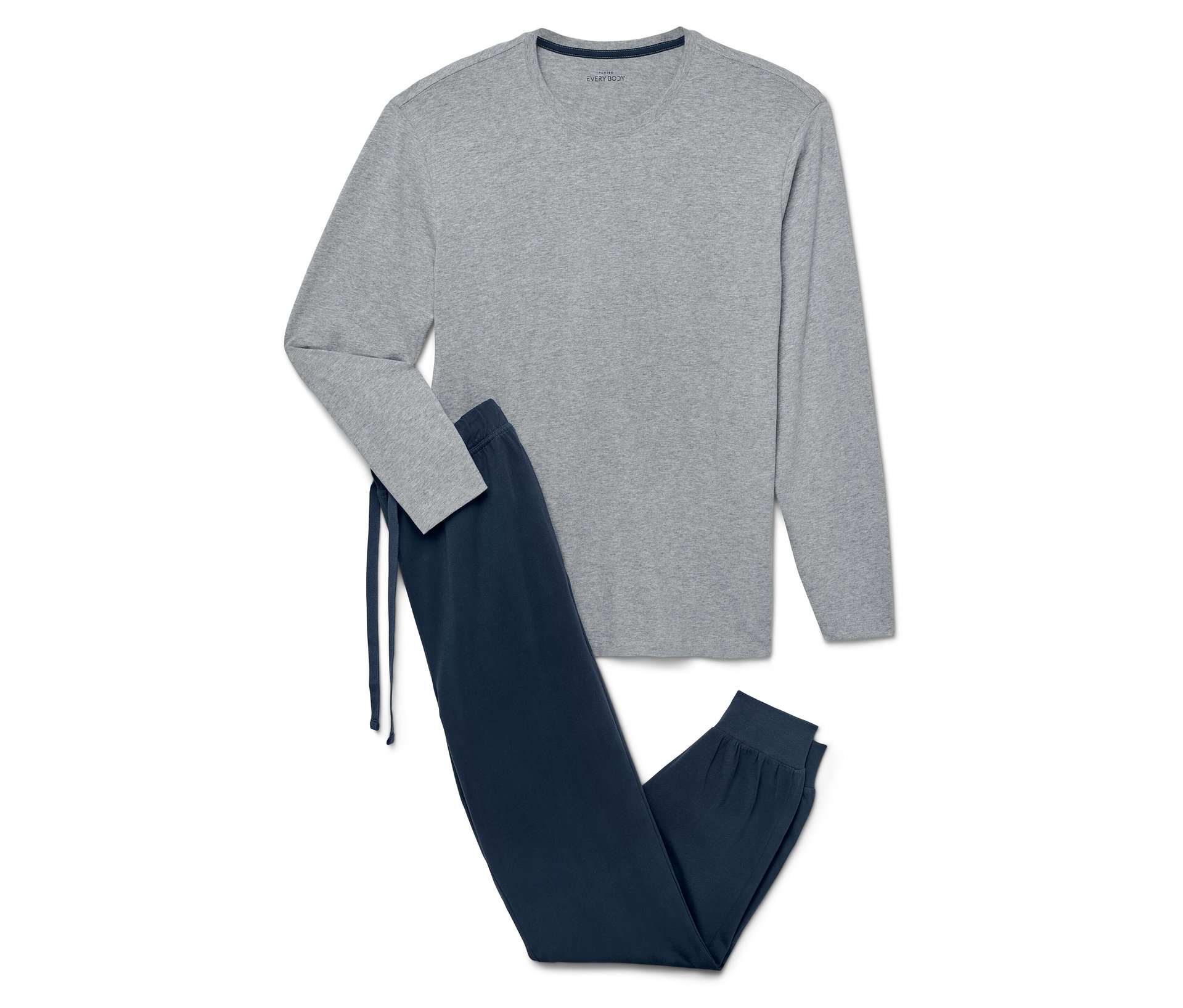 Pyjama mit Bündchen - Herren - Gr. L - dunkelblau - dunkelblau