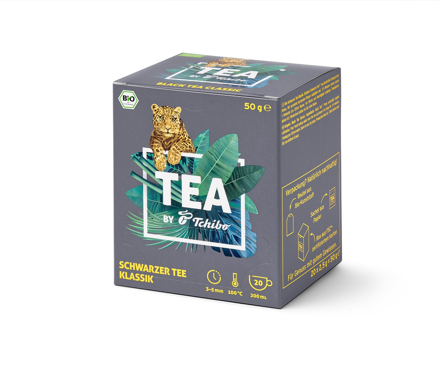 Verpackung TEA by Tchibo Bio Schwarzer Tee Klassik - 8x 20 Teebeutel.